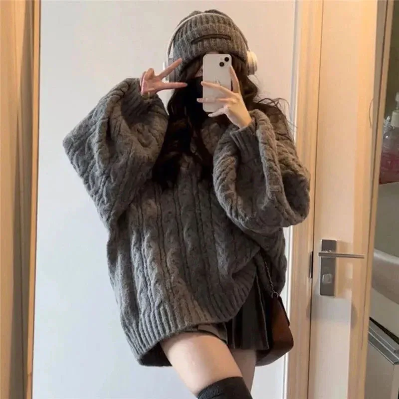 Street Fashion Korea - Fanan Winter Women Sweater Harajuku Oversized