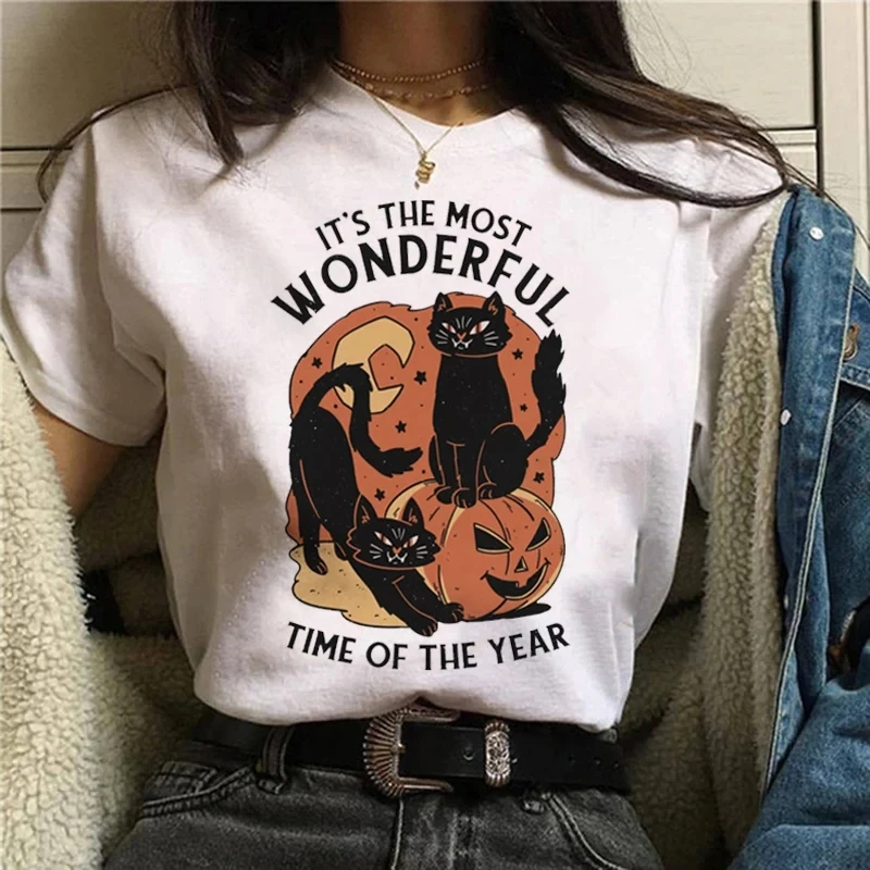 Cartoon Halloween Cat T-shirt  - огляд і ціна Street Fashion Asian