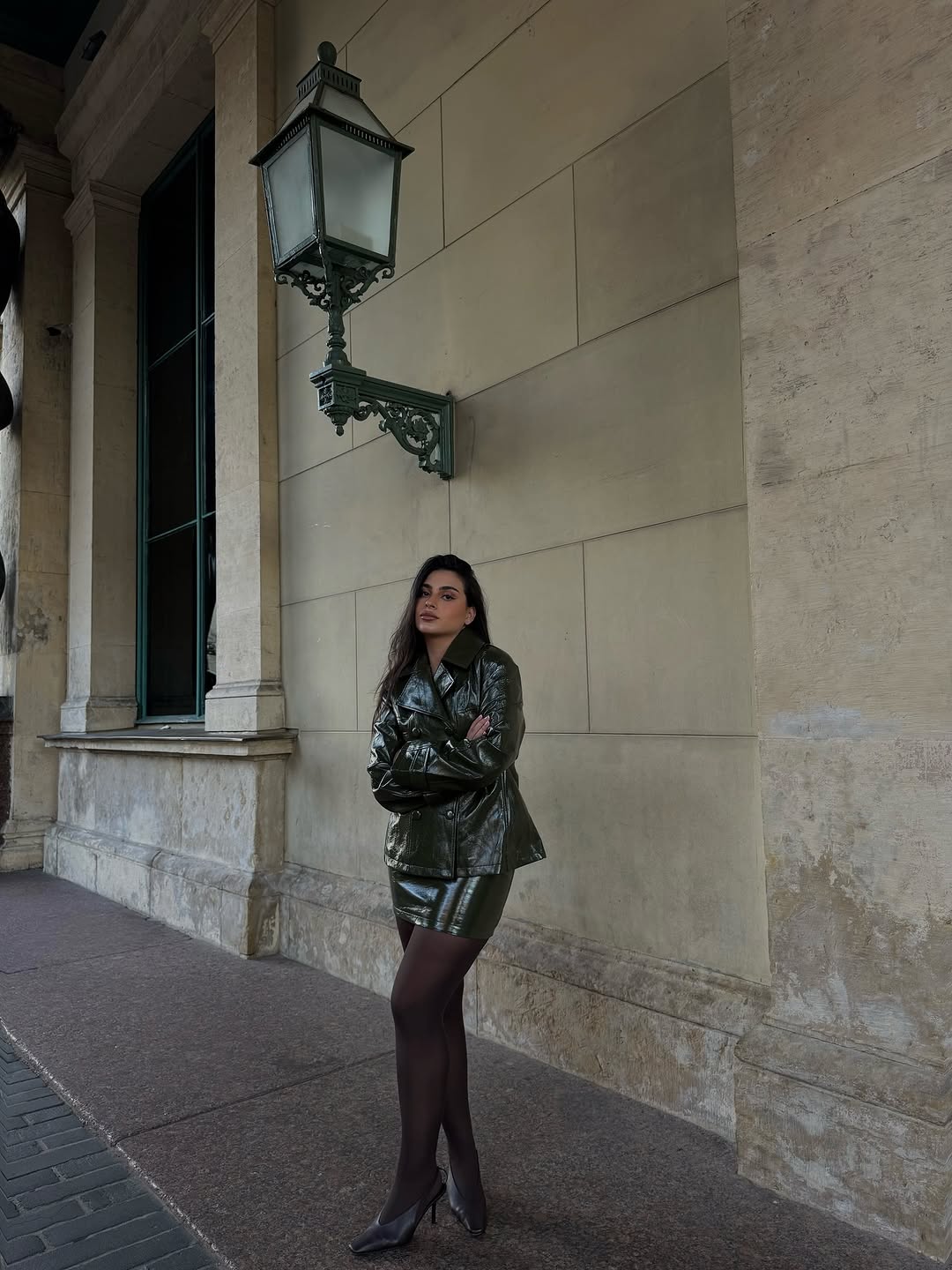 Dark Brown Patent Leather Skir - огляд і ціна Street Fashion Jacket