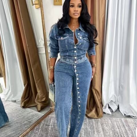 Jeans Suit Women Denim 2 Piece - огляд і ціна Street Fashion Jacket