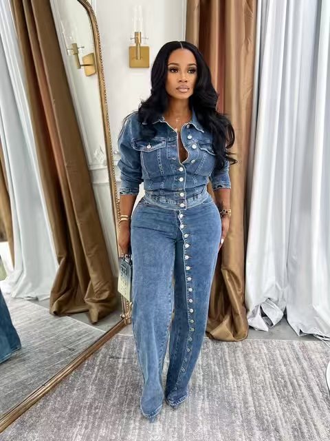 Jeans Suit Women Denim 2 Piece - огляд і ціна Street Fashion Jacket