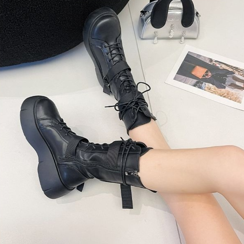 Black Lace-up Platform Leather - огляд і ціна Street Fashion Trend 2025