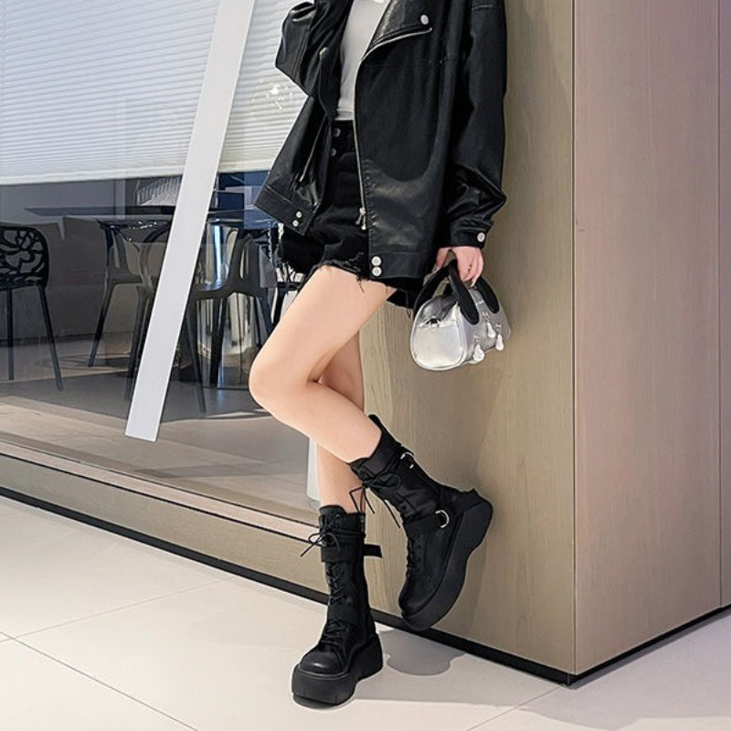 Black Lace-up Platform Leather - огляд і ціна Street Fashion Trend 2025