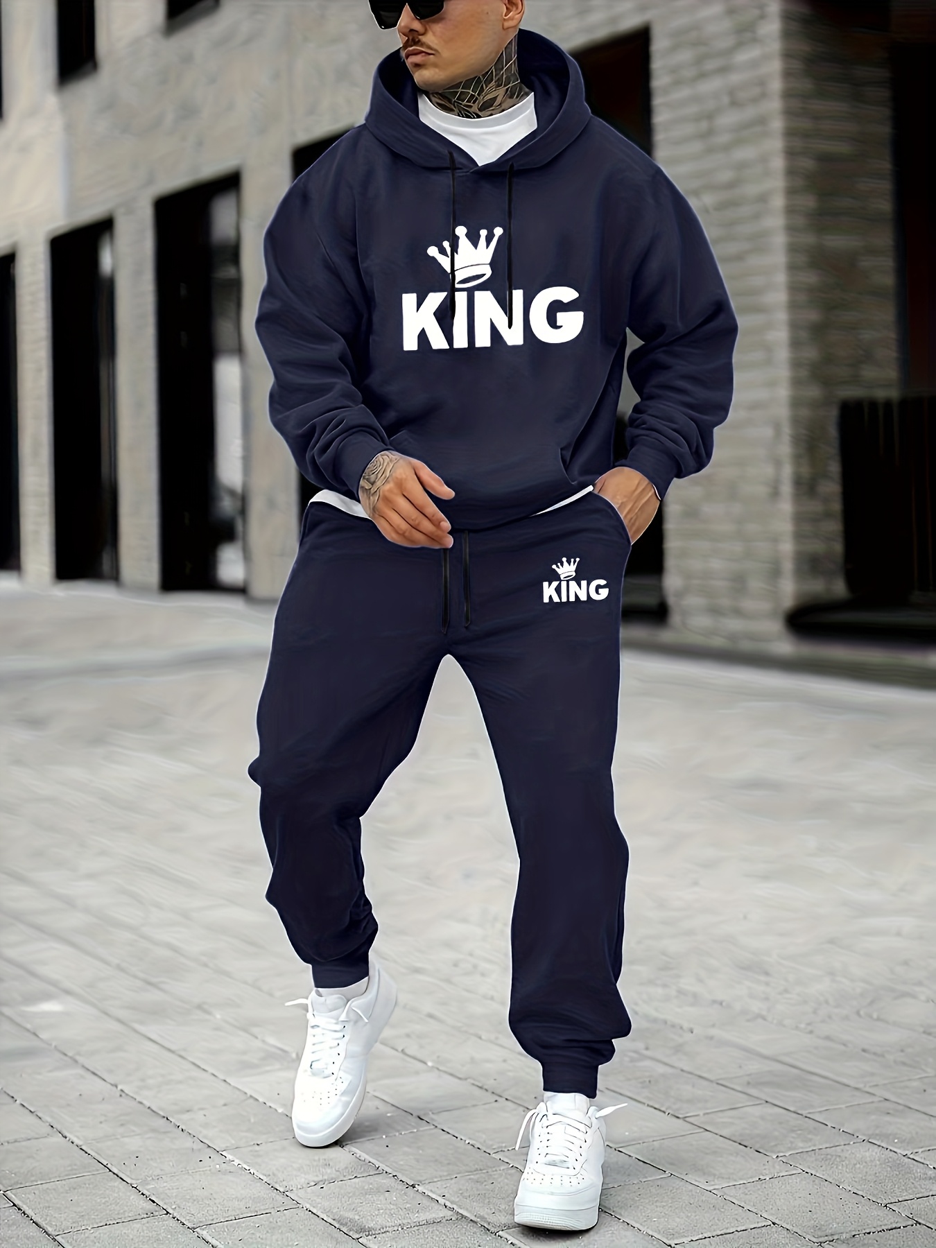 Men's KING Crown Print Tracksu - огляд і ціна Street Fashion Outfit