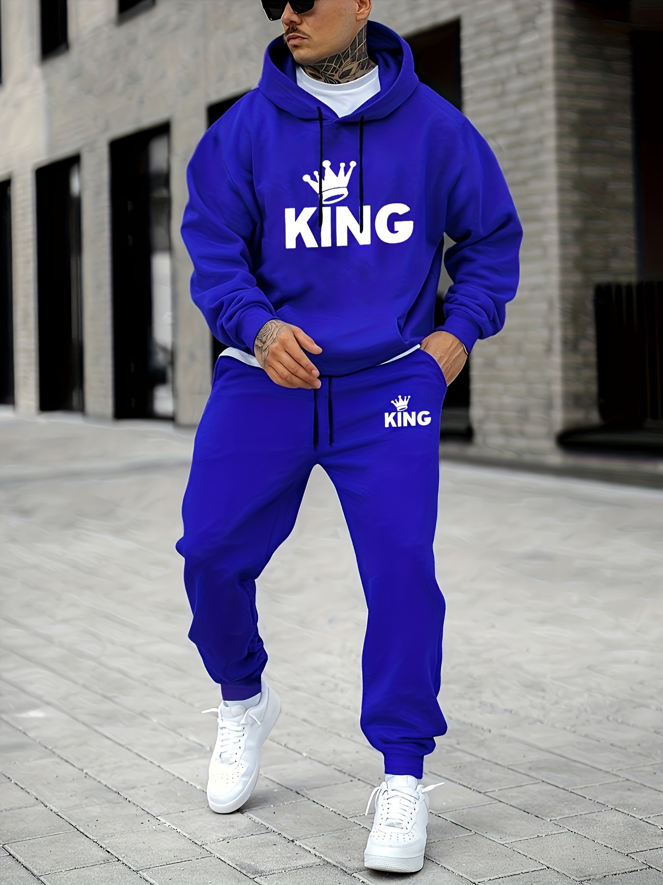 Men's KING Crown Print Tracksu - огляд і ціна Street Fashion Outfit