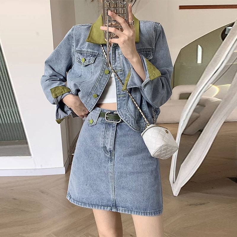 Denim Coats Mini Skirts Two Pi - огляд і ціна Street Fashion Jacket