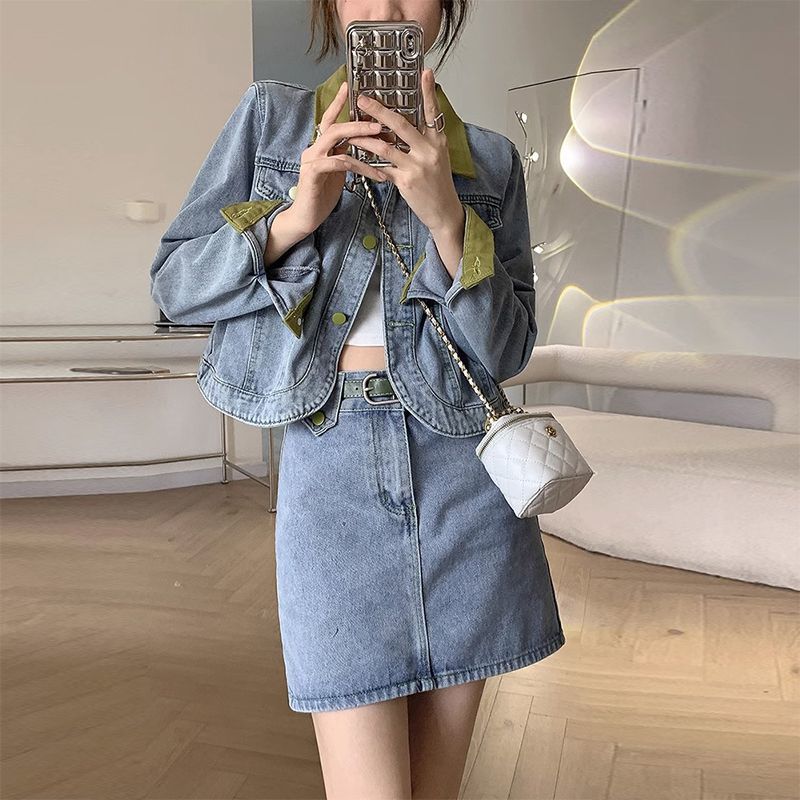 Denim Coats Mini Skirts Two Pi - огляд і ціна Street Fashion Jacket