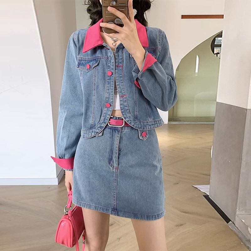 Denim Coats Mini Skirts Two Pi - огляд і ціна Street Fashion Jacket