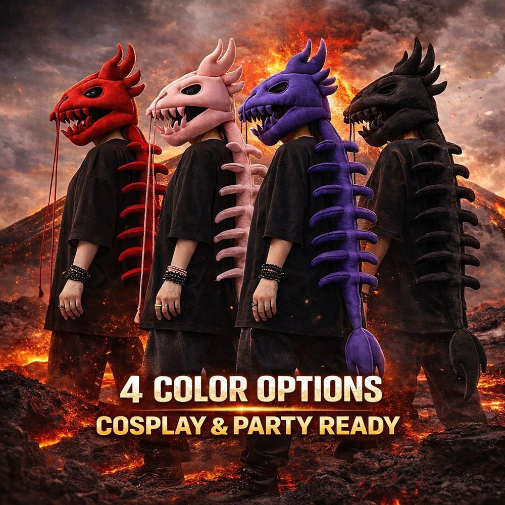 Dragon Skull Spine Plush Hood  - огляд і ціна Street Fashion In Chinese