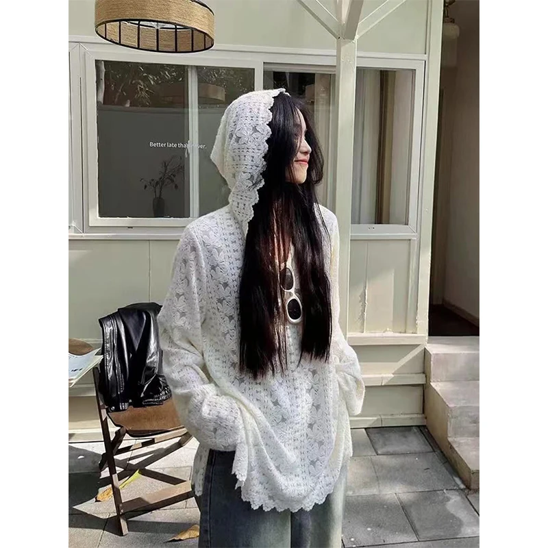 Y2K Lace Hooded Shirts Women S - огляд і ціна Street Fashion Korea